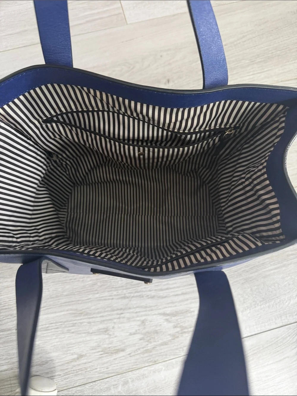 kate spade Blue Leather Tote with Black Straps